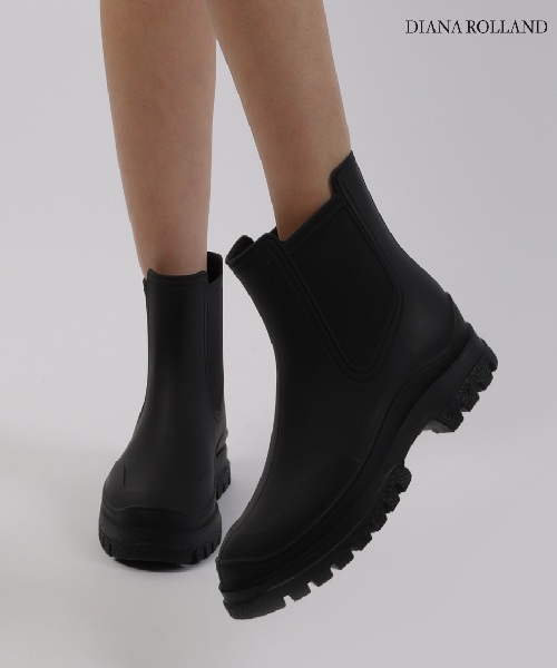 [다이에나롤랑] 여성 숏 레인부츠 데일리 통굽 키높이 장화_블랙 230